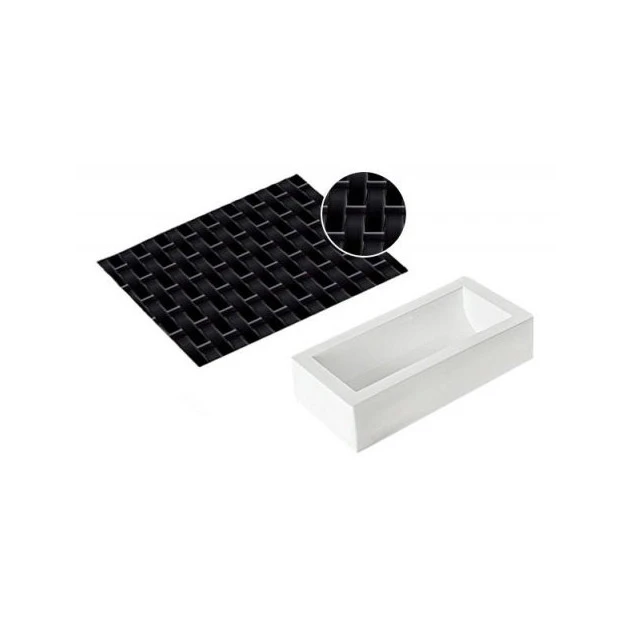Kit Moule à Bûche Et Tapis Décor Tressé SilikoMart Professional 1 Kit Moule à Bûche Et Tapis Décor Tressé SilikoMart Professional