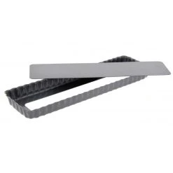 Moule Anti Adhésif Tarte Rectangle Fond Amovible 35,6 X 10,2 Cm X H 2,7 Cm De Buyer