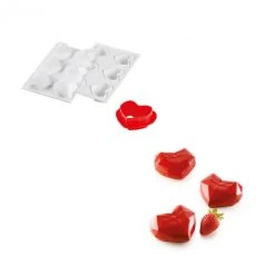 Moule Silicone 6 Coeurs Origami 82,6 X 74 X H35 Mm 110ml SilikoMart Professional