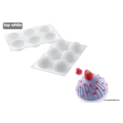 Moule Silicone 6 Demi Sphères Vrillées Ø 75 Mm SilikoMart Professional